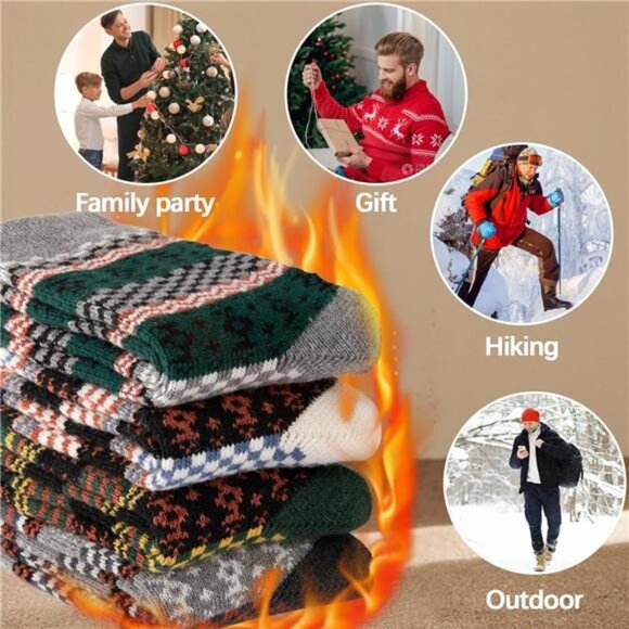 Mens Warm Wool Socks Thermal Winter Thick Crew Socks Cold Weather Soft - Picture 6 of 7